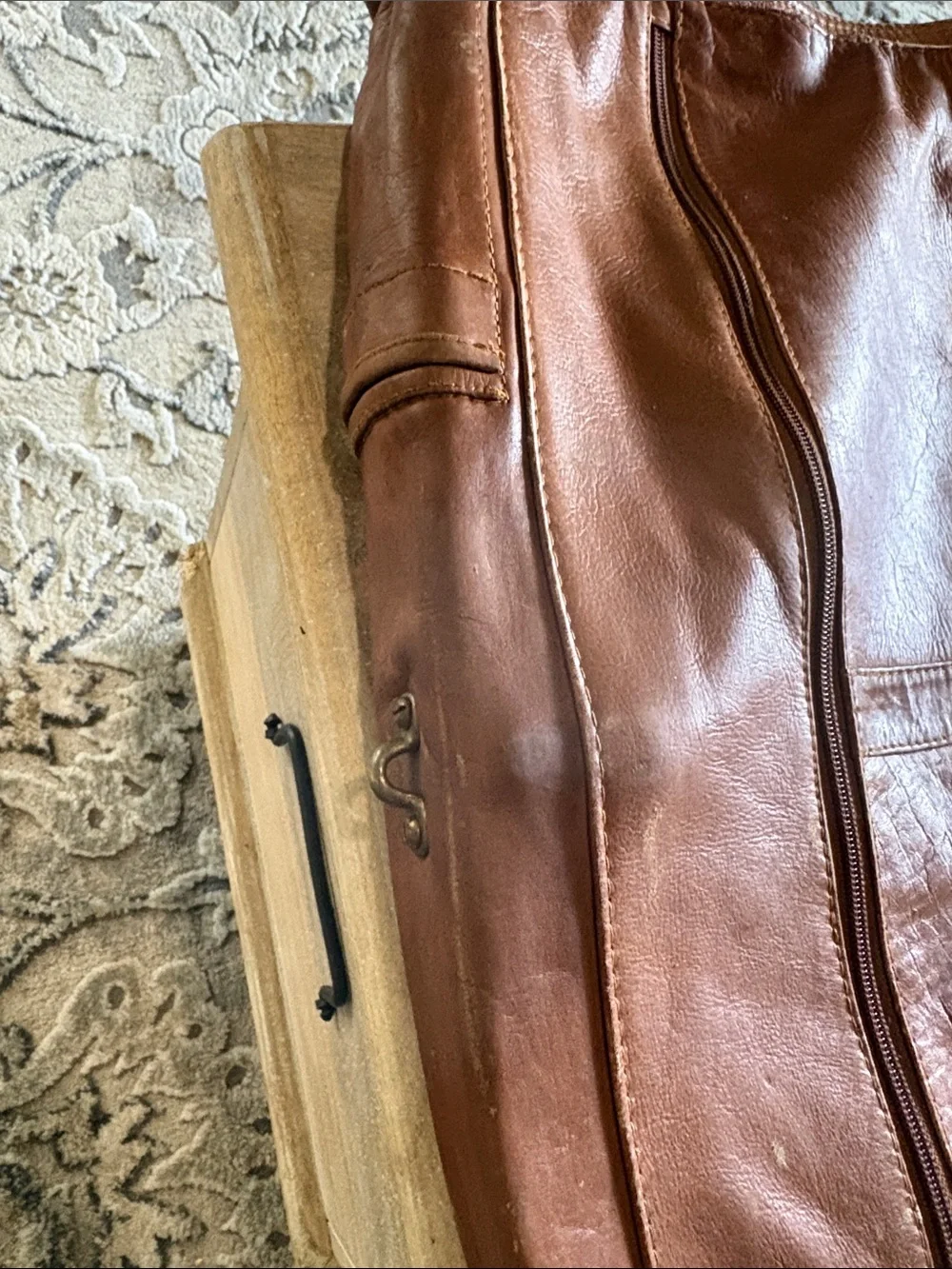 Leather Garment Bag - Brown Travel Organizer
